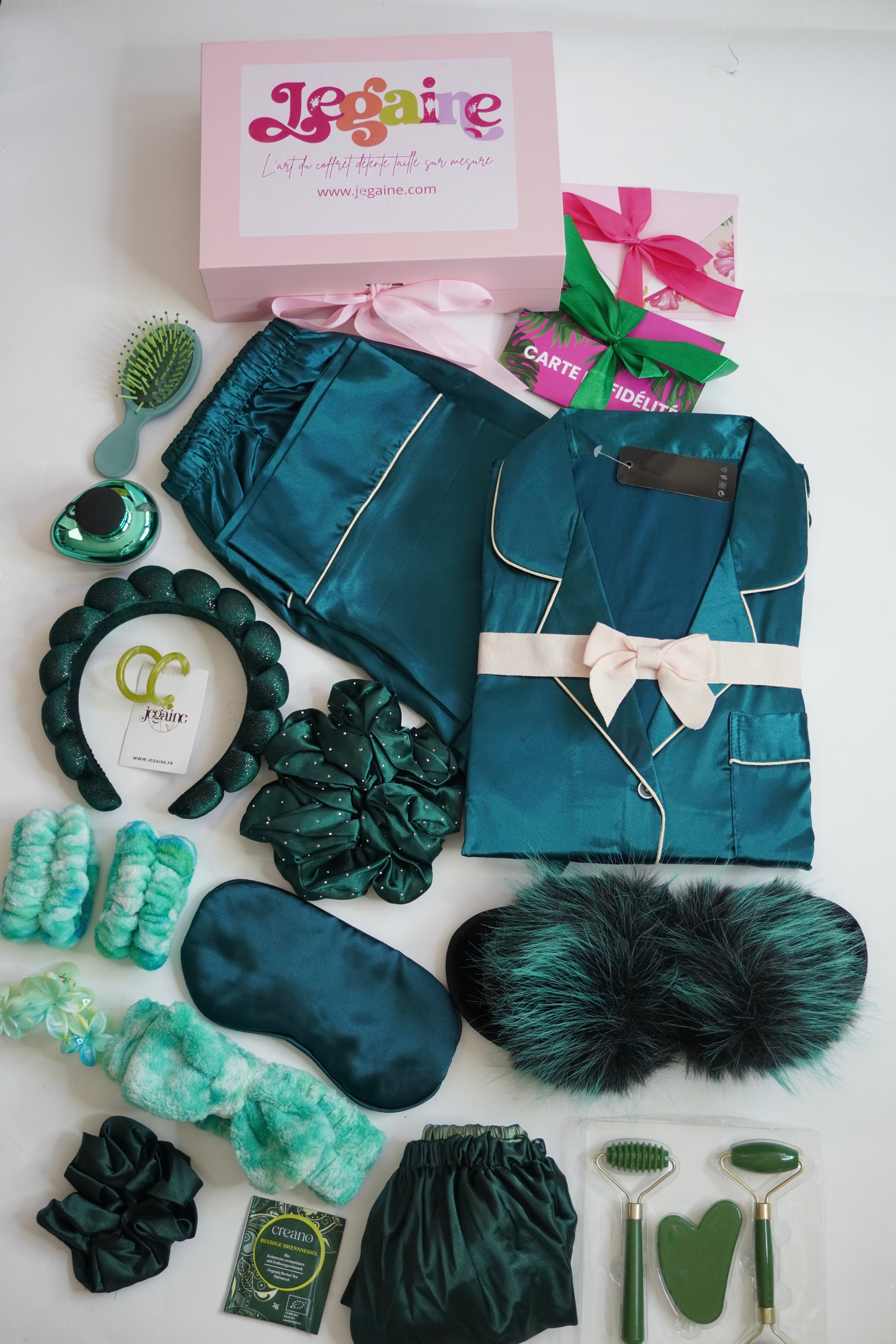Coffret Prestige pyjama satin vert Émeraude