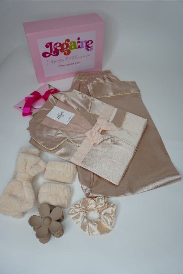 Pyjama femme longues manches beige