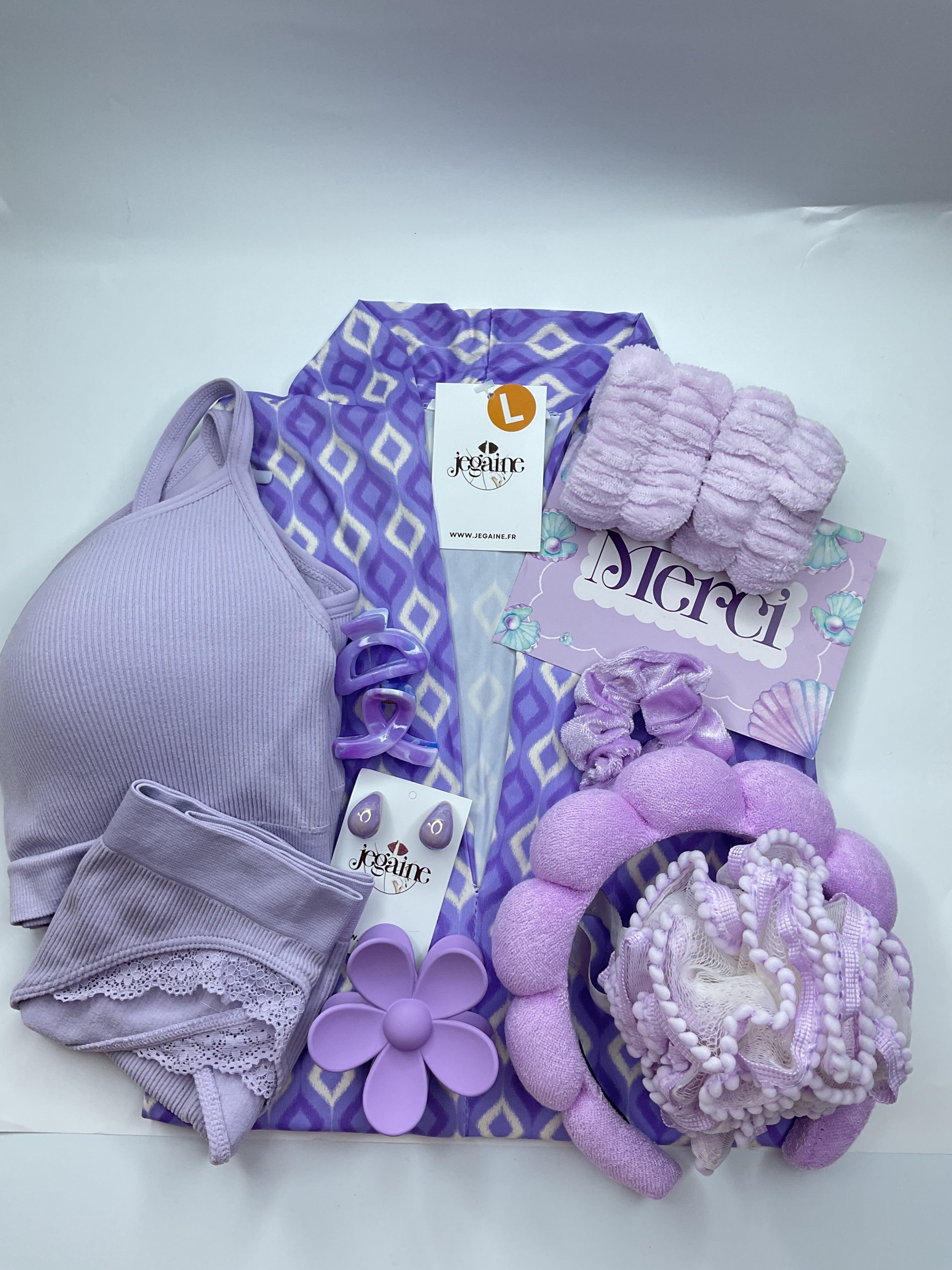 Coffret Robe Douceur Mauve Femme – Accessoires Cocooning et Bien-Être | Jegaine