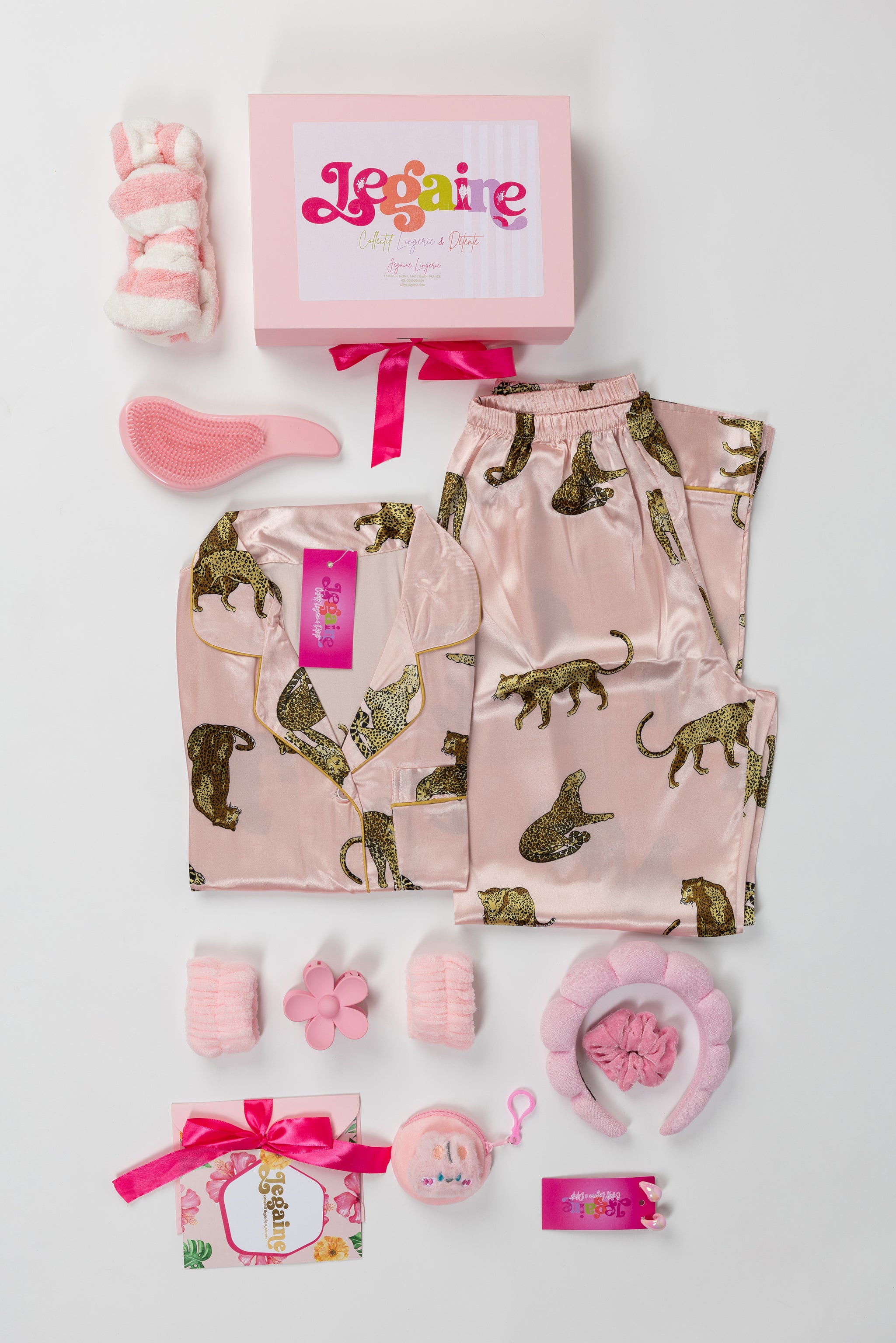Coffret Satin Rose Pastel & Bien-Être – Pyjama imprimé