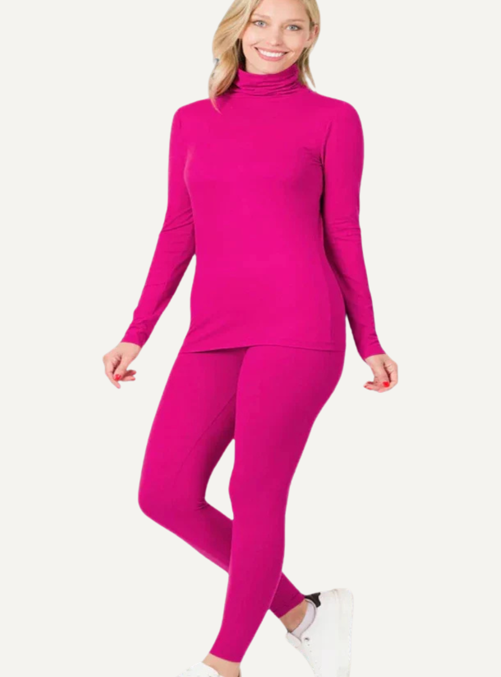 Ensemble Haut à Col Montant et Leggings en Microfibre