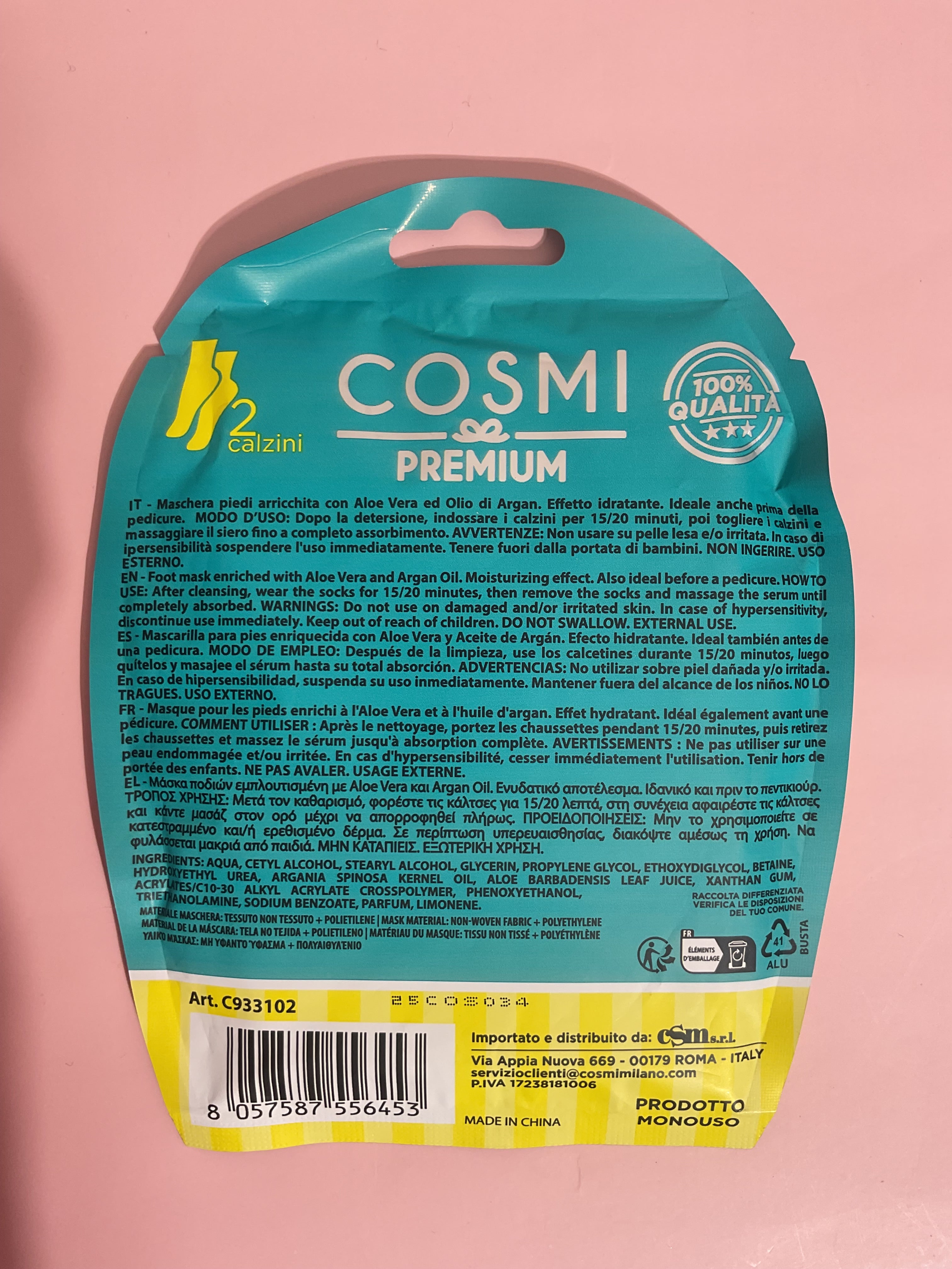 Masque Hydratant Pieds – Aloe Vera & Huile d’Argan (40 ml)