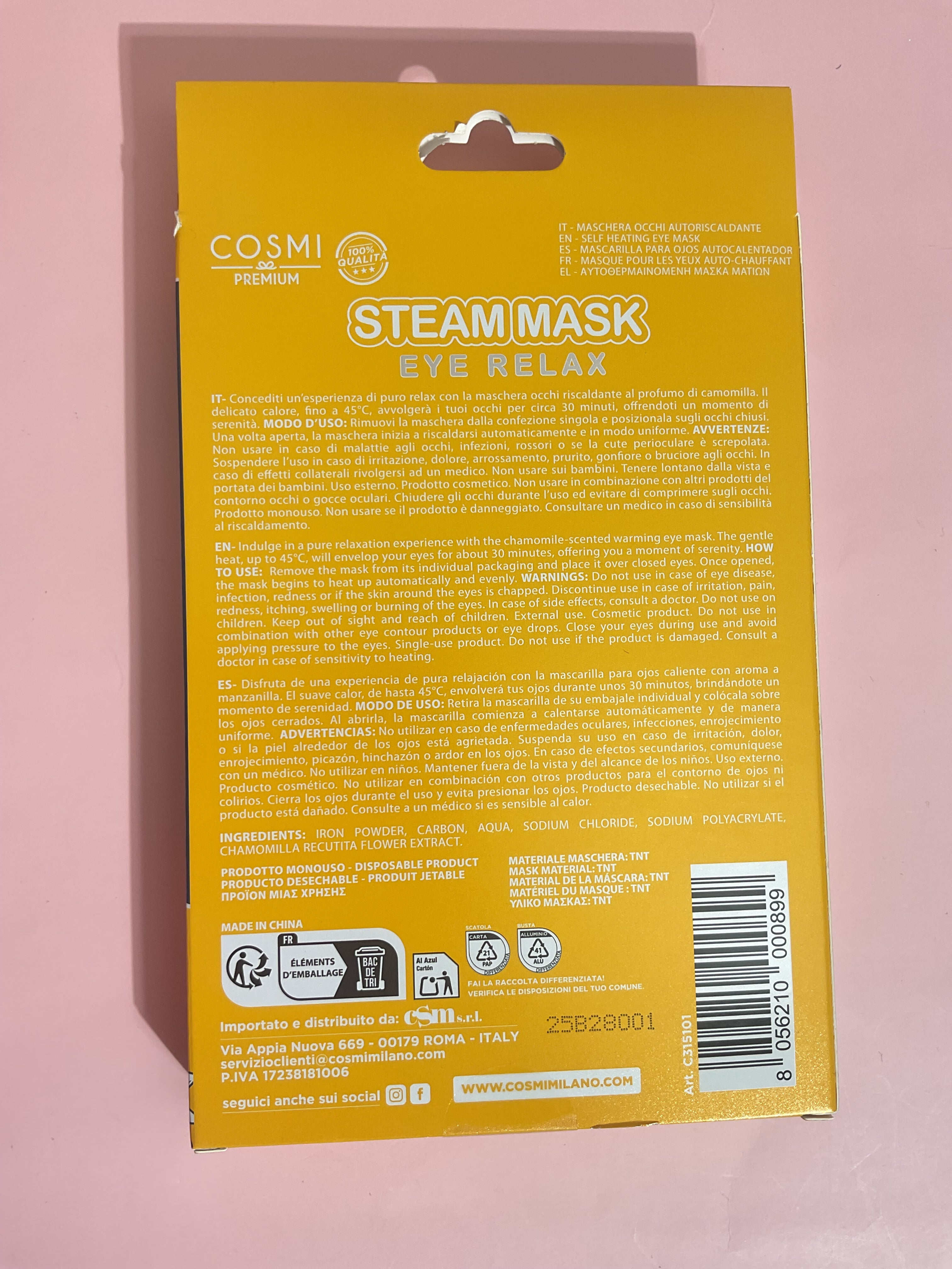 STEAM MASK EYE RELAX – Masques Chauffants Camomille (3 pcs)