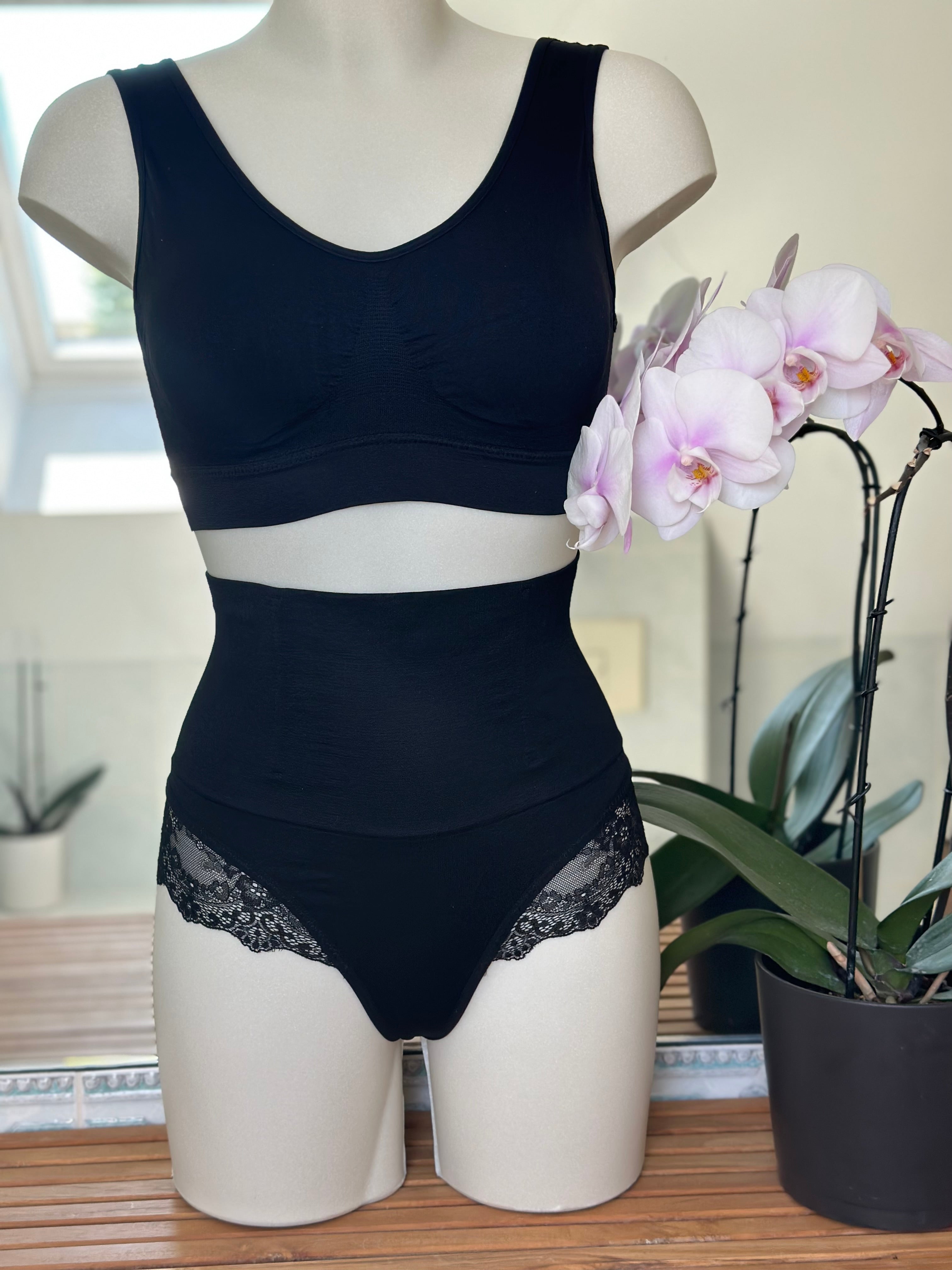 Ensemble brassière ventre plat et String gainant taille haute sans coutures