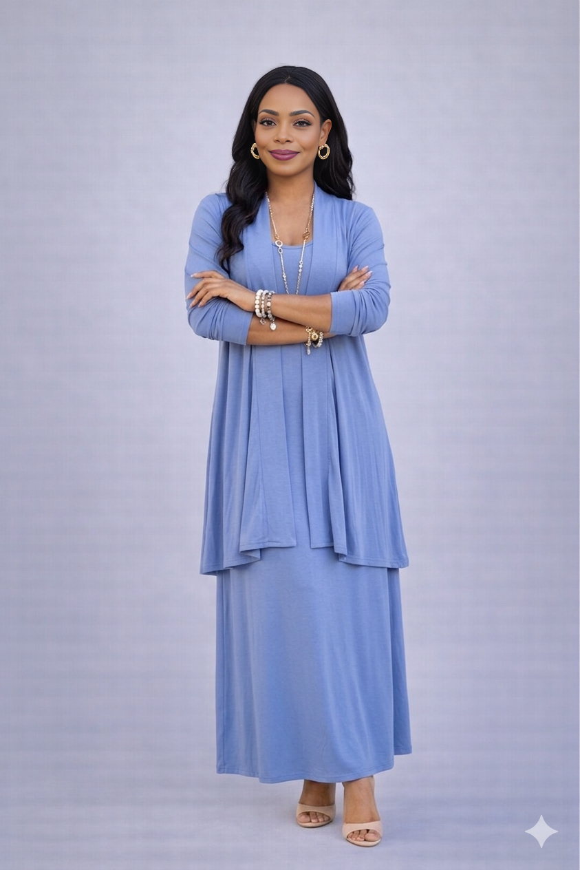 Lockeres Poncho-Hosen-Set – Eleganz für alle