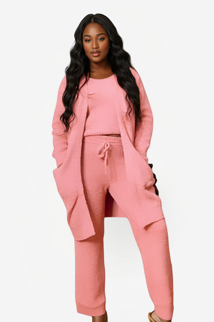 Ensemble 3 pieces Loungewear microfibre Knit