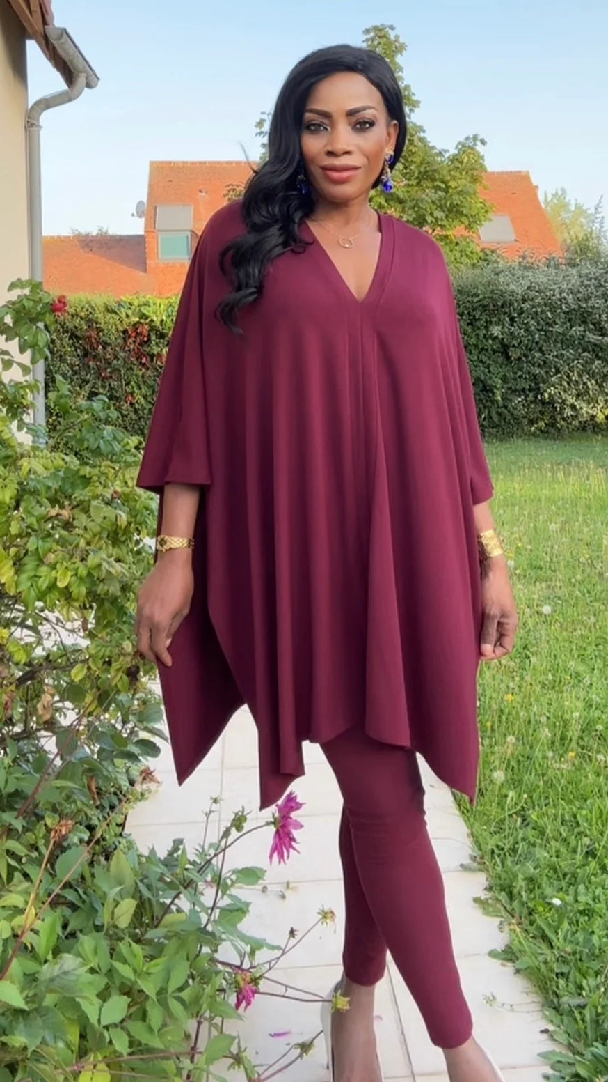 Ensemble assorti Poncho et legging